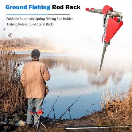 Automatic Fishing Rod Holder Spring Cast Starter Floor Mount Rod Stand Support