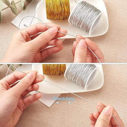 Elastic Rope Cord 10pcs Gold Silver Stretch String for DIY Craft Gift Wrapping