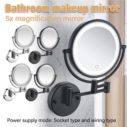 Folding Wall Mounted Makeup Mirror Telescopic Rotating Mirror for Hotel Bathroom