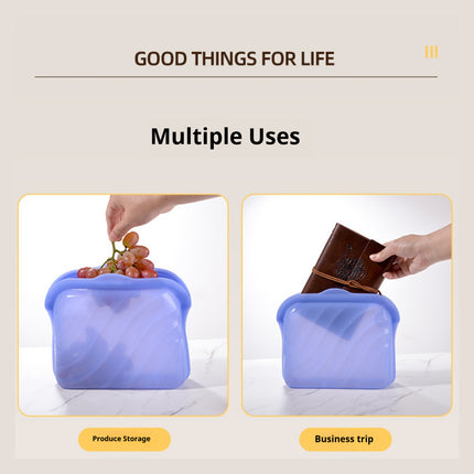 2PCS Food Grade Silicone Storage Bags Reusable Leakproof Seal Fresh Keeper