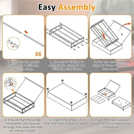 Under Bed Storage Rack Square Design with Wheels Rolling Trolley Box for Home