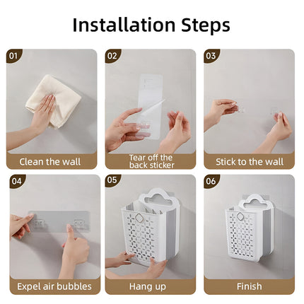 Wall Mounted Foldable Laundry Basket for Bedroom Laundry Room Space Saving