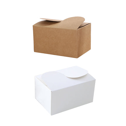 50PCS Foldable Gift Paper Boxes 15x10x8.5cm Khaki White for Party Wedding Use