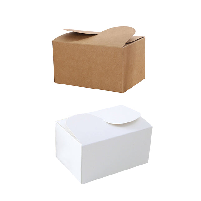 50PCS Foldable Gift Paper Boxes 15x10x8.5cm Khaki White for Party Wedding Use