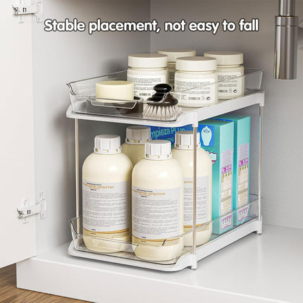 White Double Shelf Cosmetics Storage Box Large Capacity Desktop Organizer Stand