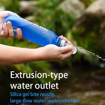 Collapsible Water Bottle 500ml Soft TPU with Straw Foldable Running Hiking
