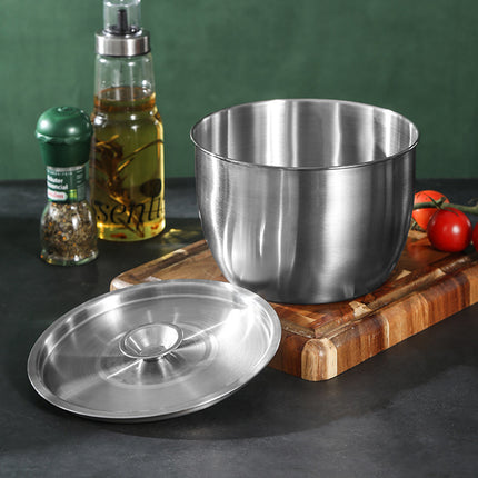 Food-Grade Stainless Steel Mixing Bowl with Lid - Deep Kitchen Prep Basin