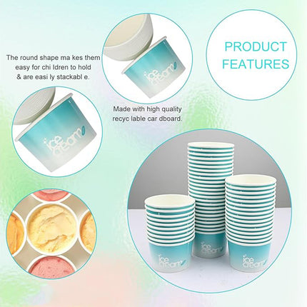 100PCS 4oz Ice Cream Cups Paper Cups Food-Grade Water-Proof Oil-Proof Takeaway