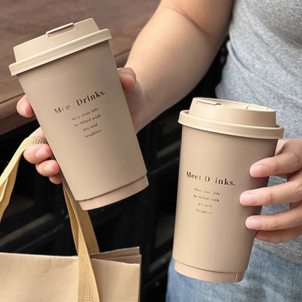 50PCS Coffee Paper Cups with Lids 330/380/500ml Disposable Takeaway Hot Drink