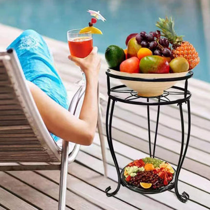 Foldable Plant Stand 2 Tier Metal Flower Shelf for Indoor Outdoor Garden Use