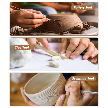 8 Pcs Pottery Sculpting Carving Tool Set with Grey and Yellow Bag