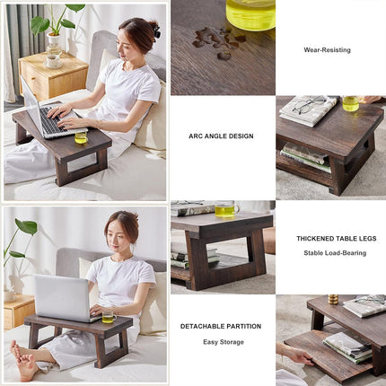 Solid Wood Tatami Foldable Low Table Japanese Style Space Saving Side Table
