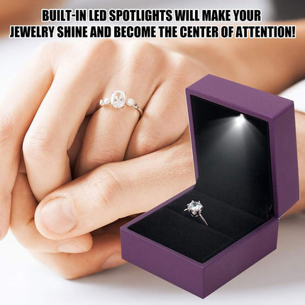 LED Light Jewellery Storage Box with Flip-Top Design for Ring