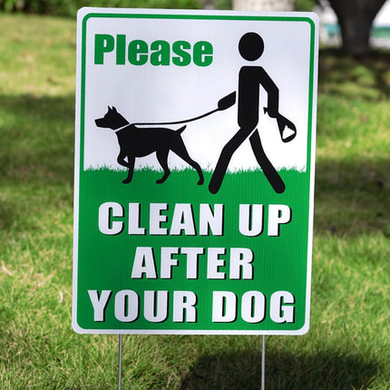 2PCS Clean Up After Your Dog Sign Dog Litter Clean Up Sign 20x30cm Stable Sturdy