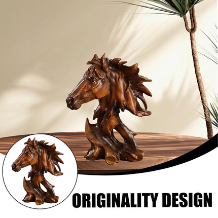 Horse Head Animal Figurine for Office Decoration Realistic Resin Craft for Home
