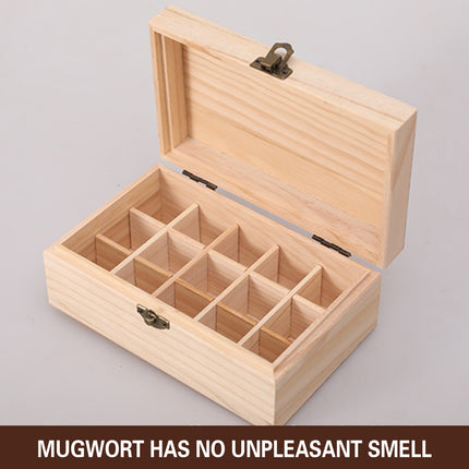 Large Capacity Solid Wood Essential Oil Storage Box 15 Grid Organizer Durable