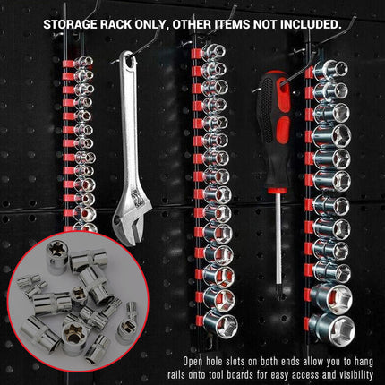 9PCS Socket Holder Rail Organizer 1/4 3/8 1/2 Inch for Garage Workshop Tool Use