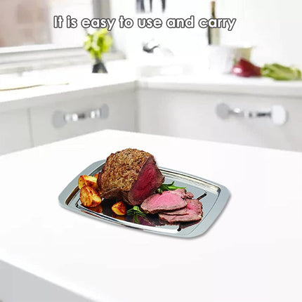 Stainless Steel Grill Plate Meat Roasting Tray with Spikes Barbecue Rack Tool