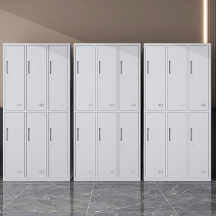 2 Tier Steel 6 Compartment Office Filing Storage Cabinet with Lock and Shelf