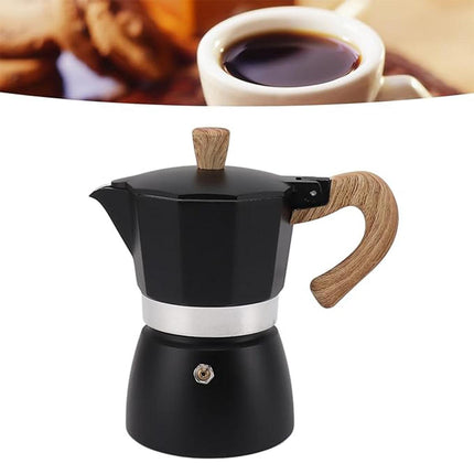 Portable Coffee Maker Wood Grain Handle Outdoor Manual Espresso Machine Camping