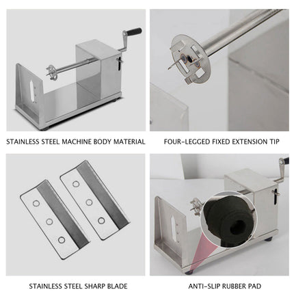 Stainless Steel Manual Potato Spiral Cutting Machine Hand Crank Slicer