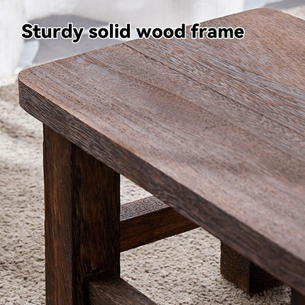 Solid Wood Low Stool Vintage Shoe Changing Home Entryway Retro Footstool Brown