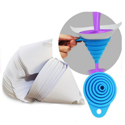 Paint Strainer Funnel Set 100 Paper 1 Silicone Filter Auto Workshop DIY