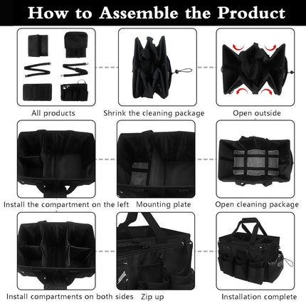 Multi Function Large Capacity Cleaning Tool Storage Bag with Adjustable Strap