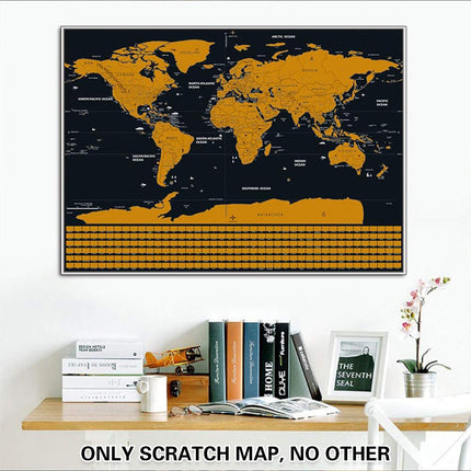 Deluxe Scratch-off World Map Interactive large Poster Atlas Travel Decor Gift