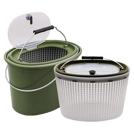 Portable Double Live Fish Bucket Breathable Fish Storage Container for Fishing