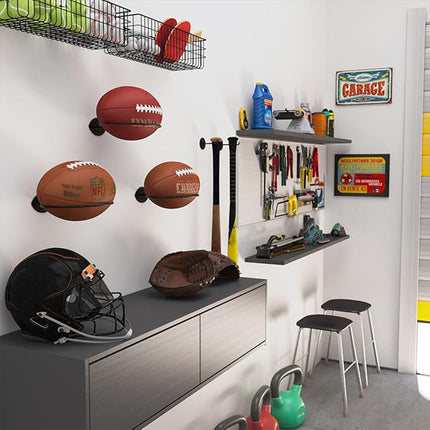 Wall Mounted Football Display Rack Metal Sports Holder for Rugby Soccer Ball Use