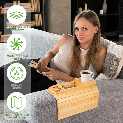 Removable Sofa Armrest Tray Storage Organizer for Couch Side Table Cup Holder