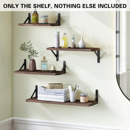 4 PCS Wooden Wall Shelf Single Board Wall Mounted Home Decor Living Room Bedroom