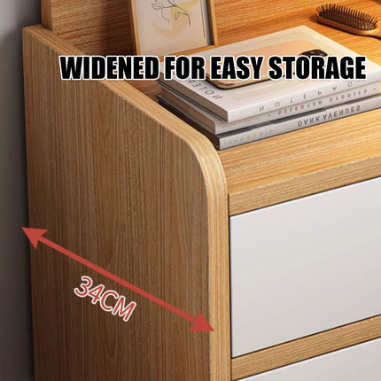 Minimalist Bedside Table 40cm White 1 Drawer or Khaki 2 Drawer with Open Shelf