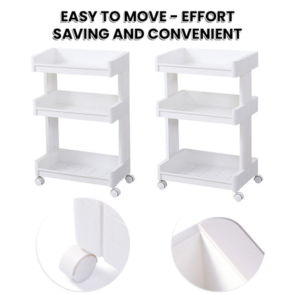Bathroom Multi-Tier Mobile Storage Rack with Wheels Space-Saving For Bath Tools