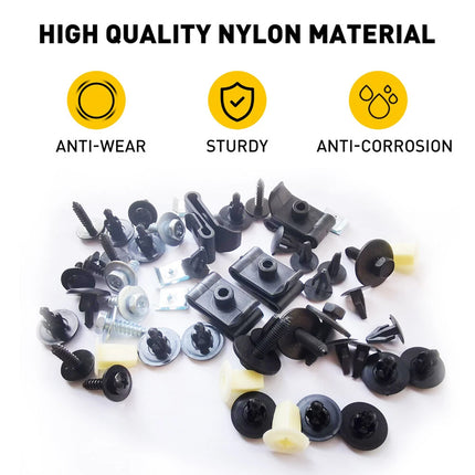 50PCS Car Fastener Set for Auto Body Trim Bumper Fender Replacement Repair