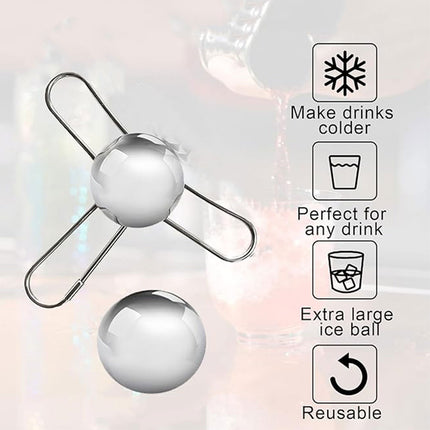 3/4 Forks Stainless Steel Ice Balls Reusable Spherical Whisky Chilling Stones