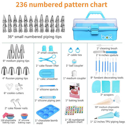 236PCS Cake Decorating Tools Supplies Kit Piping Bags And Tips Set Baking Supply