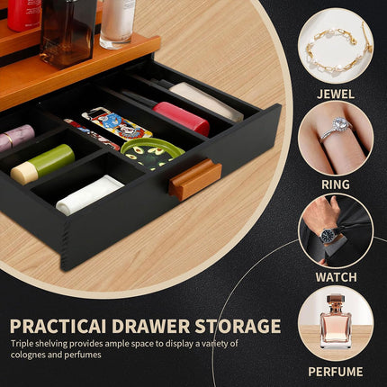 Wooden Storage Box Drawer Shelf Organizer Wooden Chest Home Decor Storage