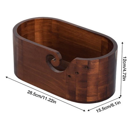 Vintage Solid Wood Oval Yarn Bowl for Knitting with Single or Double Spiral