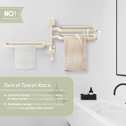 Punch-free Towel Rack Basic Model Rotatable Multi-rod Bathroom Toilet Towel Hang
