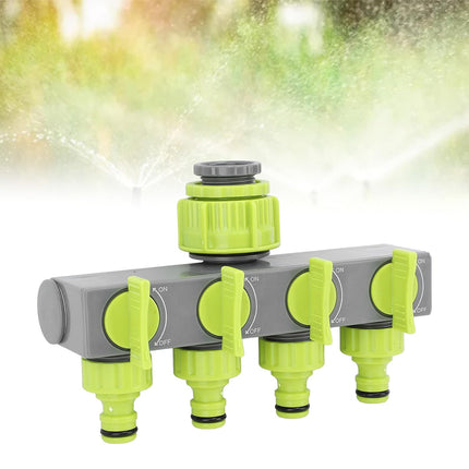 Garden Hose Splitter 4 Way Tap Connector With Valve for Lawn Irrigation System