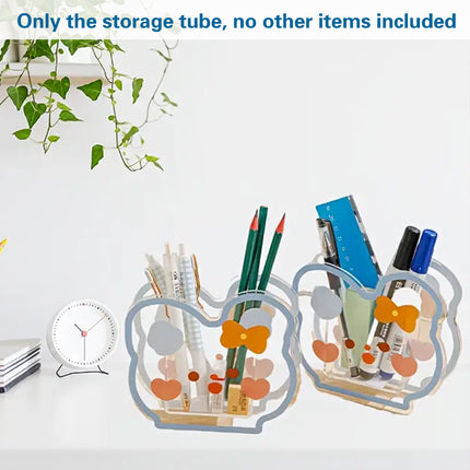 Acrylic Cartoon Pen Holder Cute Desk Organizer for Pens Pencils Stationery