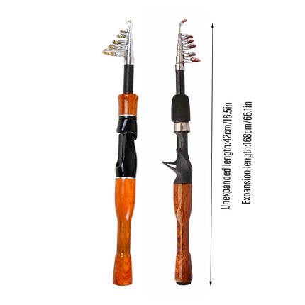 Telescopic Imitation Wood Fishing Rod Ultra Lightweight Portable Fishing Pole