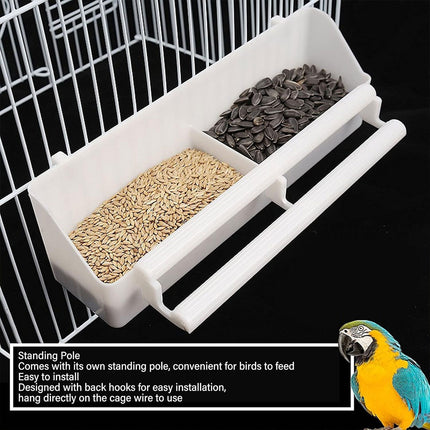 2pcs Plastic Parrot Feeder Bird Cage Feeding Food Container Bird Hanging Bowl