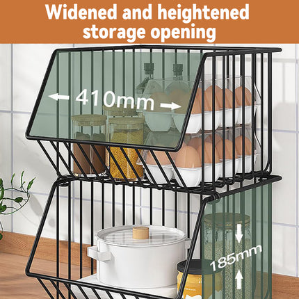 5-Layer Kitchen Storage Rack Rolling Cart Durable for Fruits Vegetables Pantry