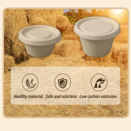 100PCS Biodegradable Pulp Sauce Cups Disposable Condiment Containers with Lids