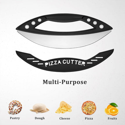 Pizza Cutter Food-Grade Stainless Steel with Protective Cover Black