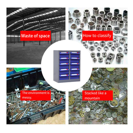 10-Compartment Drawer Type Parts Cabinet Space Saving Organizer Wear-Resistant