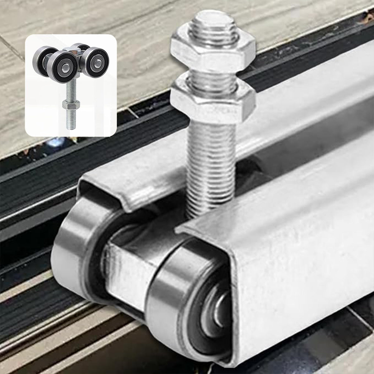 Sliding Pulley Rails C50 Heavy Duty Sliding Door Roller Track Rail Pulley Bearing Steel Han ...